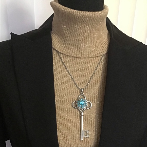 Fashion necklace long key bling 18mm snap on - Picture 5 of 5